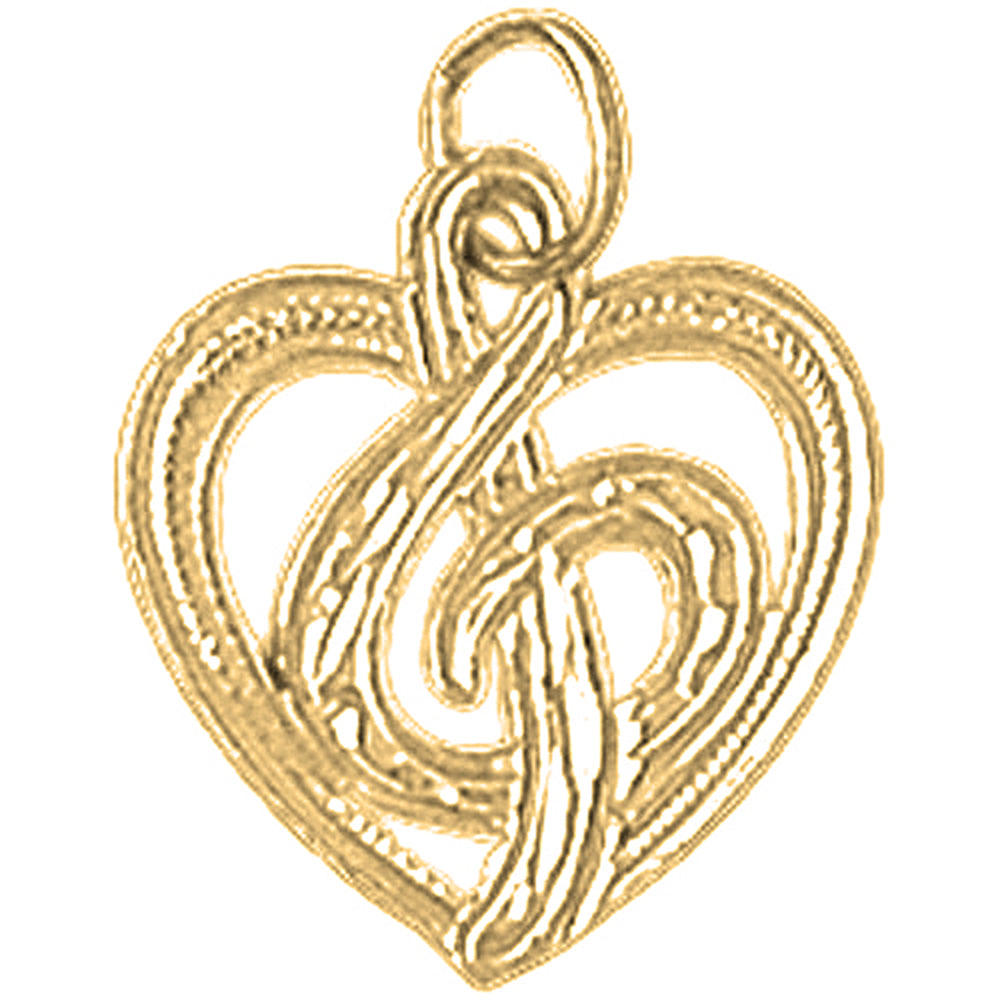 14K or 18K Gold Treble Clef Pendant