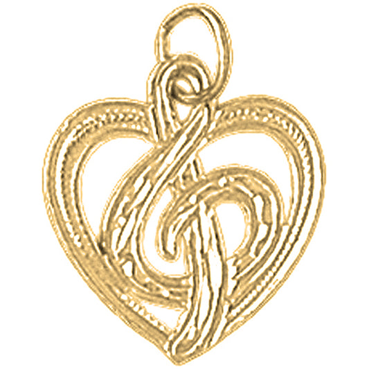 14K or 18K Gold Treble Clef Pendant