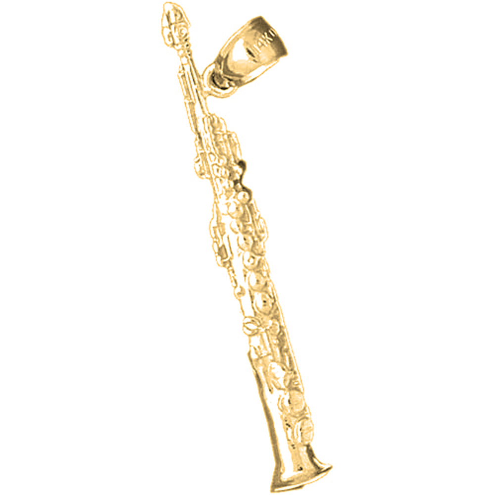 10K, 14K or 18K Gold Clarinet Pendant