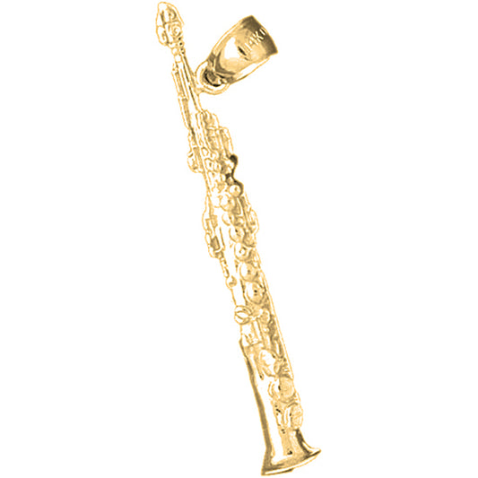 10K, 14K or 18K Gold Clarinet Pendant