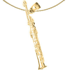 10K, 14K or 18K Gold Clarinet Pendant