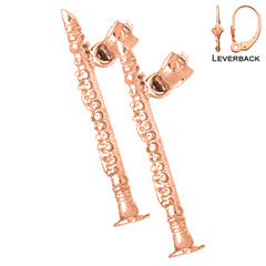 14K or 18K Gold 3D Clarinet Earrings