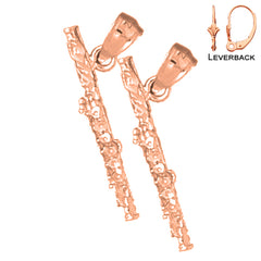 14K or 18K Gold 3D Flute Earrings