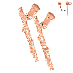 14K or 18K Gold 3D Flute Earrings