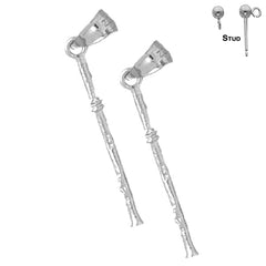 Sterling Silver 31mm 3D Flute Earrings (White or Yellow Gold Plated)