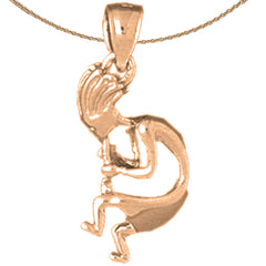 10K, 14K or 18K Gold 3D Kokopelli Pendant