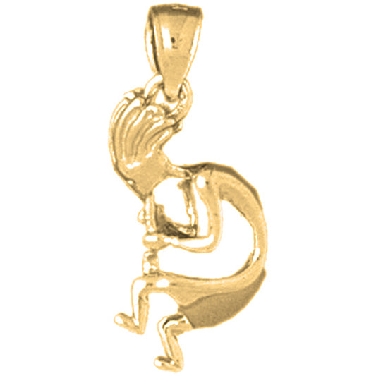 10K, 14K or 18K Gold 3D Kokopelli Pendant