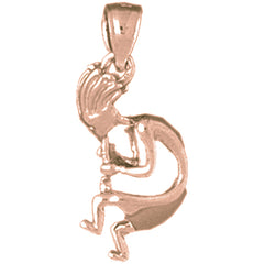 10K, 14K or 18K Gold 3D Kokopelli Pendant