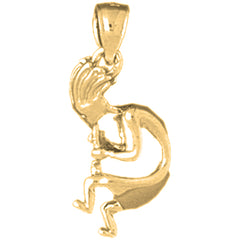 10K, 14K or 18K Gold 3D Kokopelli Pendant
