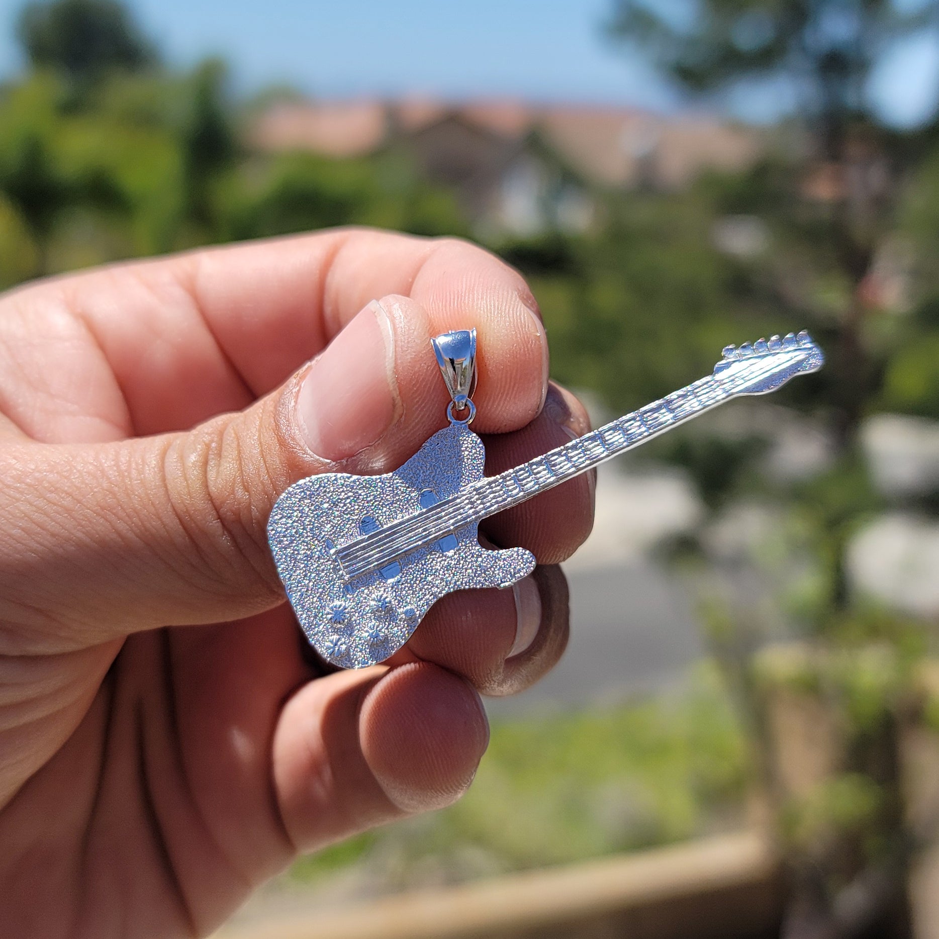 10K, 14K or 18K Gold Electric Guitar Pendant