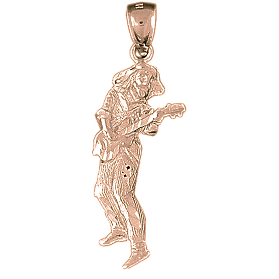 10K, 14K or 18K Gold Guitarist Pendant