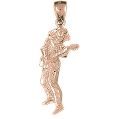 10K, 14K or 18K Gold Guitarist Pendant