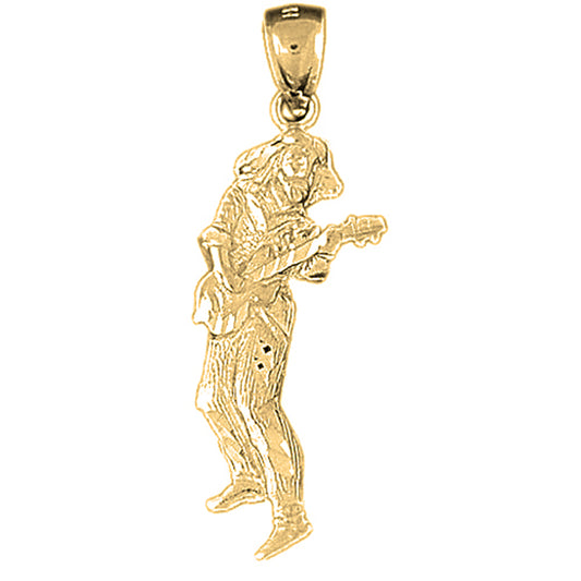 10K, 14K or 18K Gold Guitarist Pendant