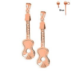 14K or 18K Gold Acoustic Guitar Earrings