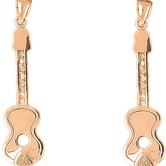14K or 18K Gold 48mm Acoustic Guitar Earrings