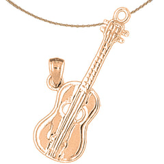 10K, 14K or 18K Gold Acoustic Guitar Pendant