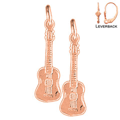 14K or 18K Gold Acoustic Guitar Earrings