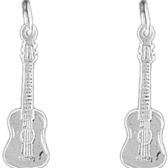 Sterling Silver 25mm Acoustic Guitar Earrings