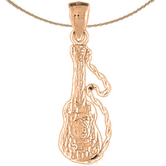 10K, 14K or 18K Gold Acoustic Guitar Pendant