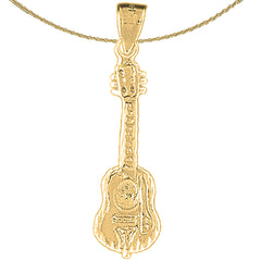 10K, 14K or 18K Gold Acoustic Guitar Pendant