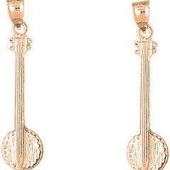 14K or 18K Gold 37mm Banjo Earrings