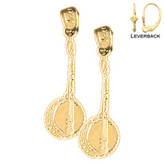 Sterling Silver 26mm Banjo Earrings (White or Yellow Gold Plated)