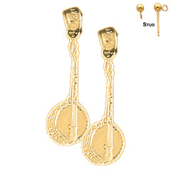Sterling Silver 26mm Banjo Earrings (White or Yellow Gold Plated)