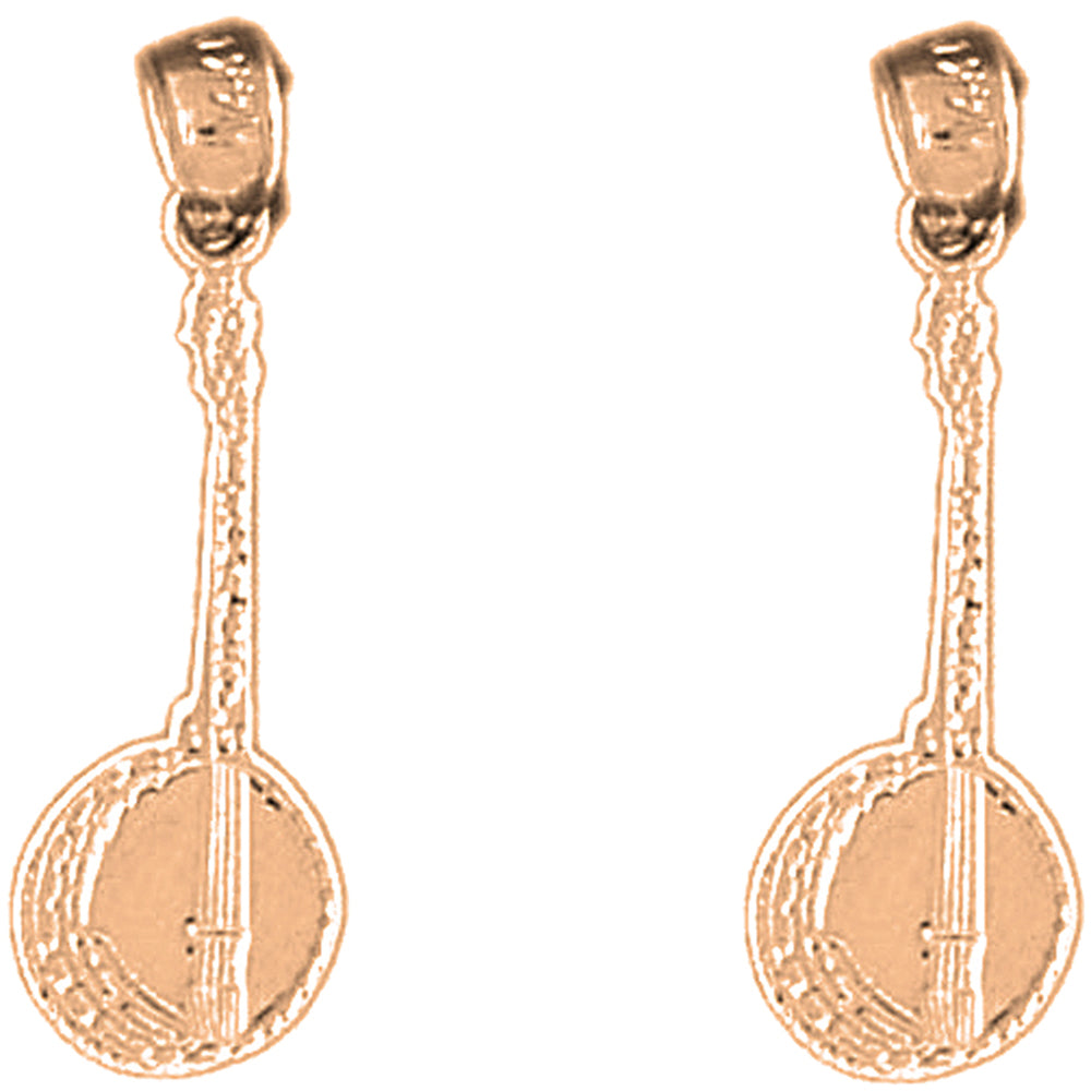 14K or 18K Gold 26mm Banjo Earrings