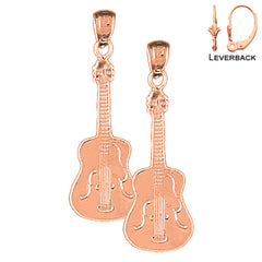 14K or 18K Gold Acoustic Guitar Earrings