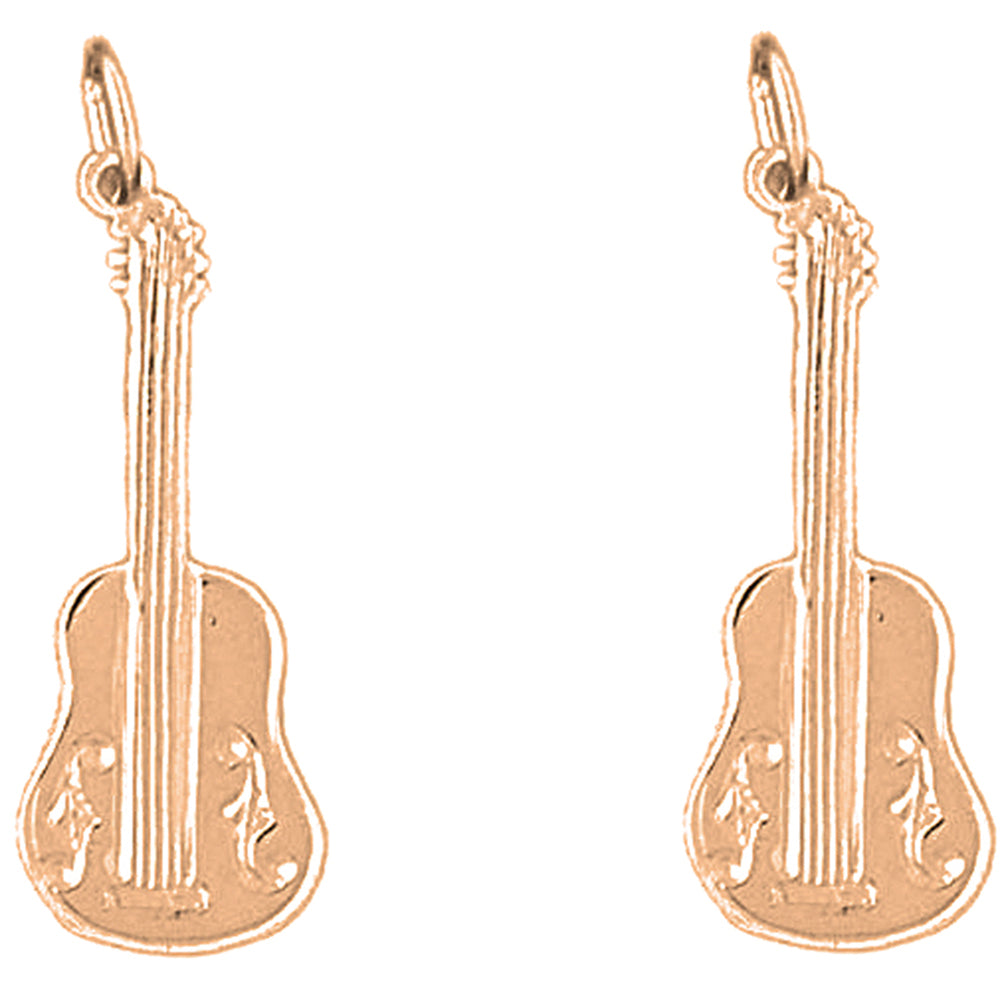 14K or 18K Gold 29mm Acoustic Guitar Earrings