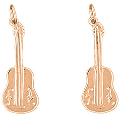 14K or 18K Gold 29mm Acoustic Guitar Earrings