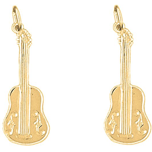 14K or 18K Gold 29mm Acoustic Guitar Earrings