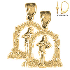 14K or 18K Gold Angel Playing Violin Earrings