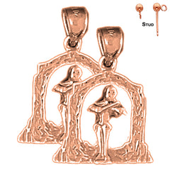 14K or 18K Gold Angel Playing Violin Earrings