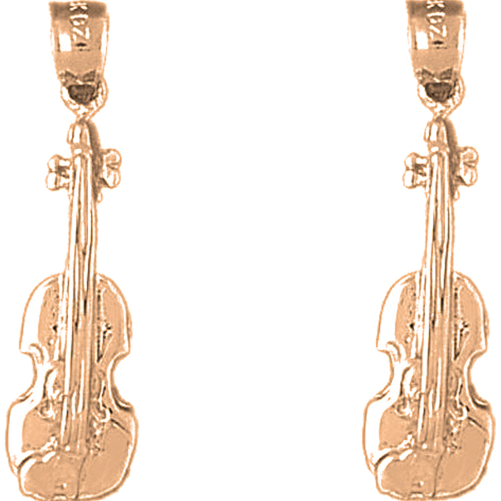 14K or 18K Gold 31mm Violin, Viola Earrings