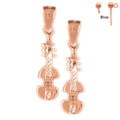 14K or 18K Gold Violin, Viola Earrings