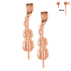14K or 18K Gold Violin, Viola Earrings
