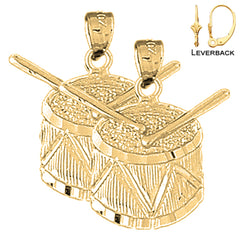 14K or 18K Gold Snare Drum Earrings