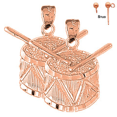 14K or 18K Gold Snare Drum Earrings