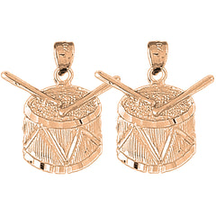 14K or 18K Gold 23mm Snare Drum Earrings