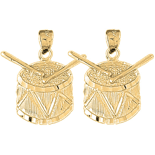 14K or 18K Gold 23mm Snare Drum Earrings