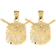 14K or 18K Gold 23mm Snare Drum Earrings