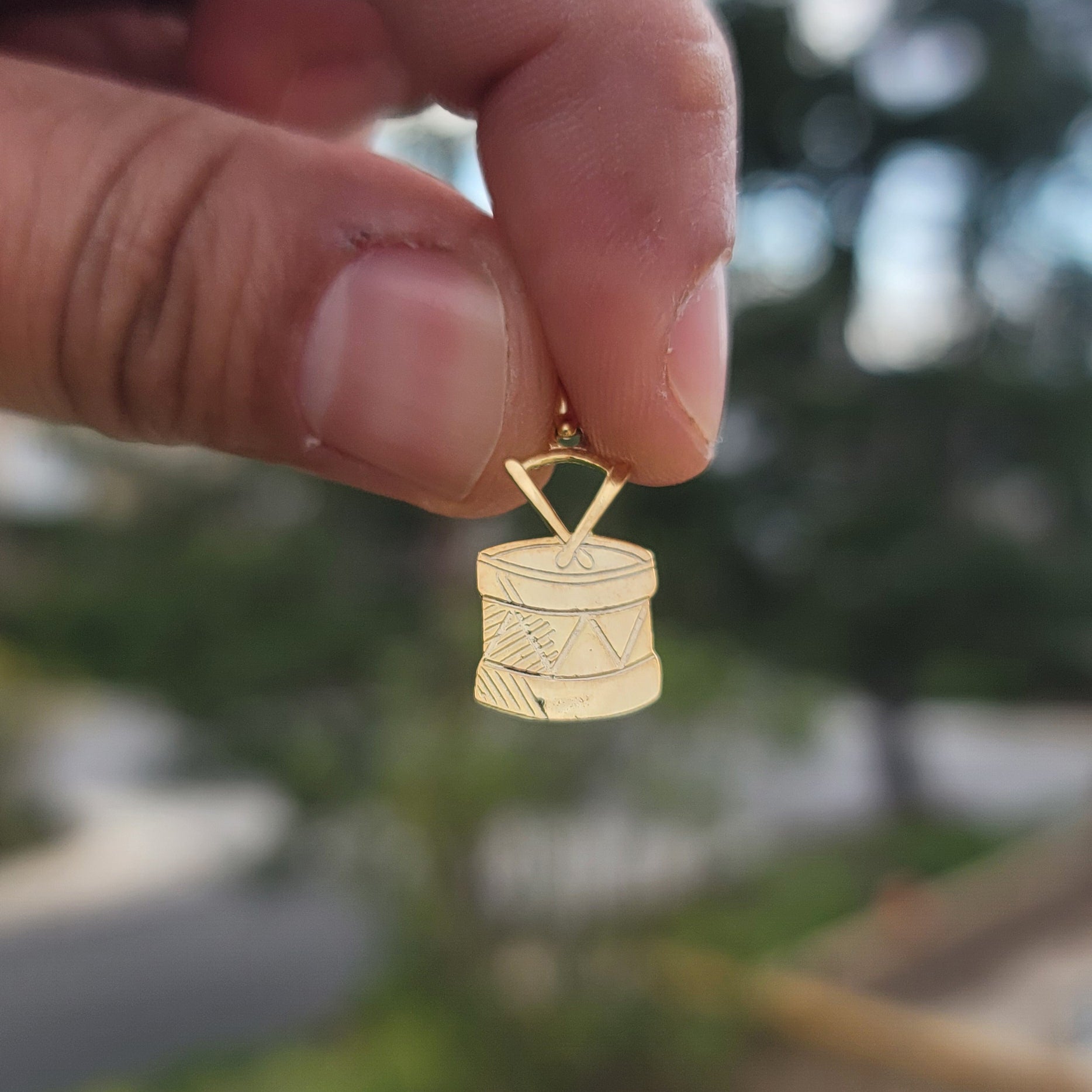 14K or 18K Gold Snare Drum Pendant
