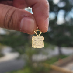 14K or 18K Gold Snare Drum Pendant