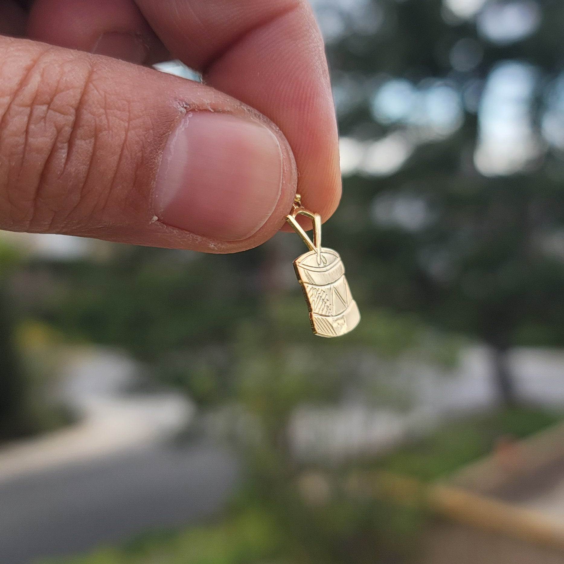 14K or 18K Gold Snare Drum Pendant