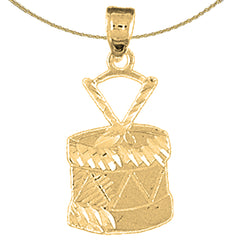14K or 18K Gold Snare Drum Pendant