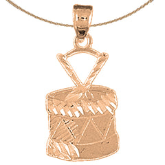 14K or 18K Gold Snare Drum Pendant