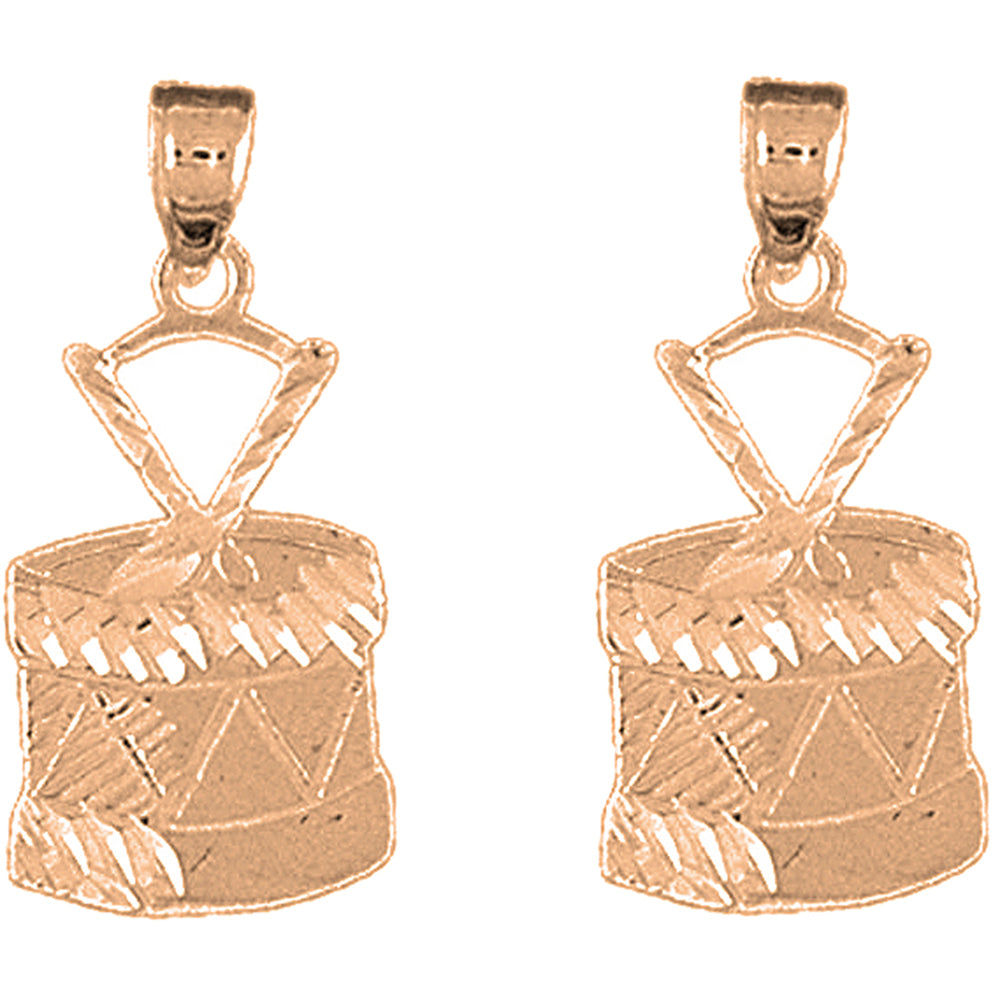 14K or 18K Gold 25mm Snare Drum Earrings