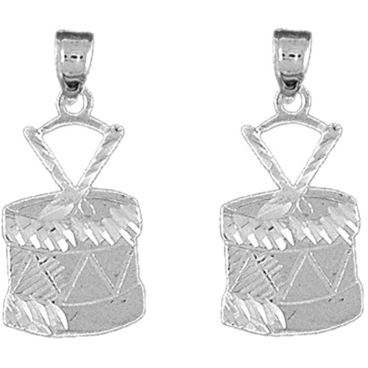 Sterling Silver 25mm Snare Drum Earrings