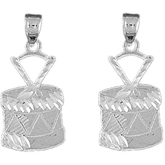 Sterling Silver 25mm Snare Drum Earrings